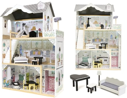 MDF Poppenhuis met Accessoires 120CM Led- Verlichting Lift en Accessoires