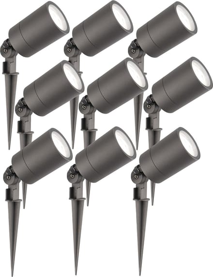 Ledvion - 9X LED Prikspots - Antraciet - IP65 - 5W - 6500K - 2M