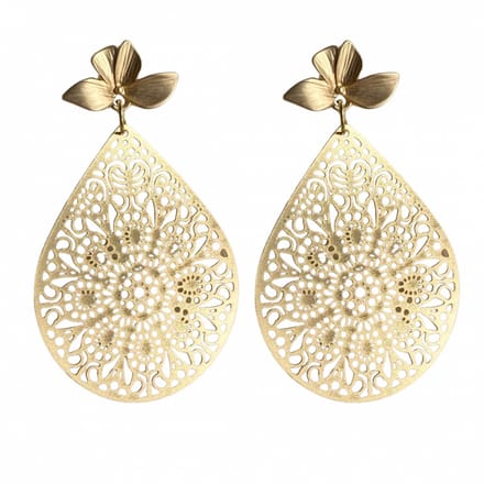 Oorbellen -goudkleurig- bloem-Charme Bijoux