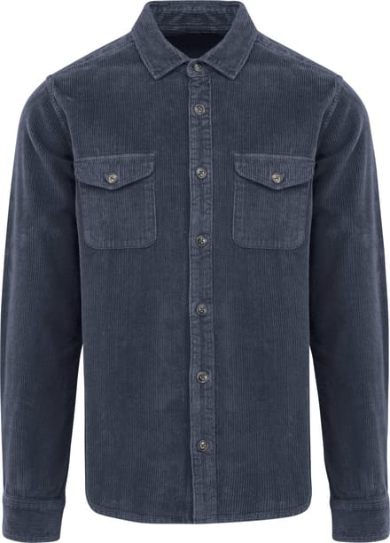 Spasso Ecologisch verwassen herenovershirt in ribfluweel SP519 - Washed Navy Blue - M