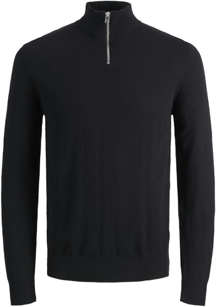 Jack & Jones - Heren Trui Emil Knit Half Zip - Zwart - Maat L