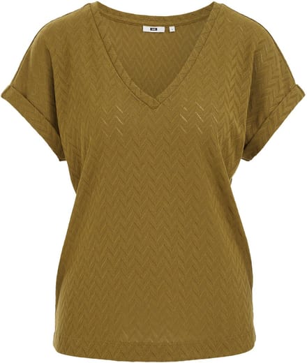 WE Fashion Dames T-shirt met opengewerkt dessin