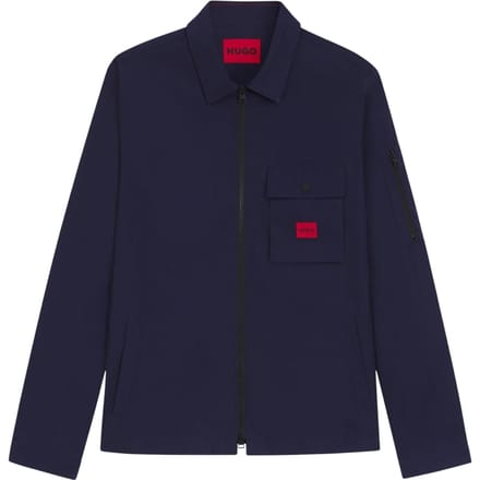 Hugo Heren Logo Katoenen Overshirt (Marine)
