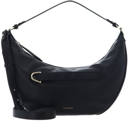 COCCINELLE Leren schoudertas handtas Paki Handbag Leather Noir / Noir zwart