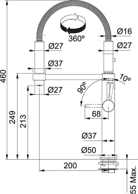 Franke Pescara Semi-Pro 360 Zwart