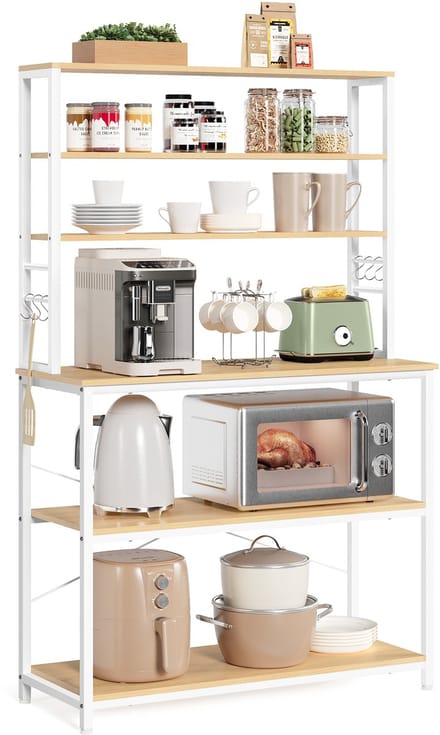 VASAGLE - Kruidenrek - 6 Legplanken - 6 Haken - Stalen Frame - Industrieel Design