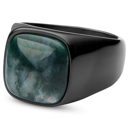 Len Gunmetal Gravel Ring met Mosagaat
