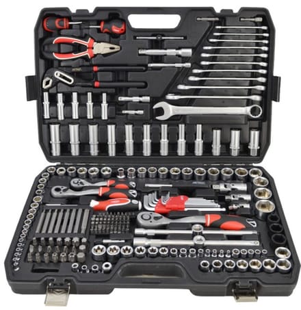 Awtools Black Line - Dopsleutelset - 225-delig - CrV Staal - Ergonomische Handvatten