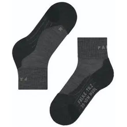 FALKE TK2 Wool Short anti-blaar dik wol functioneel materiaal wandelsokken dames grijs - maat 37-38