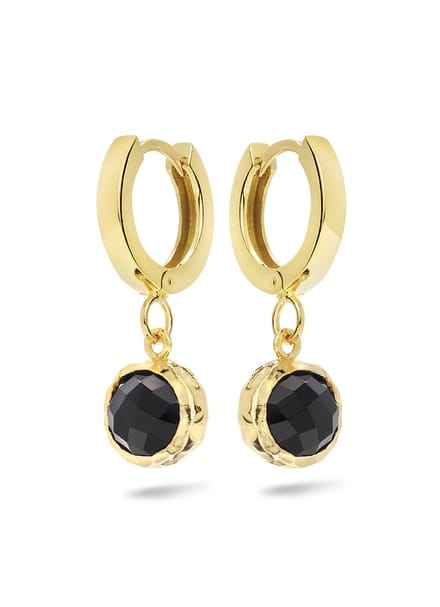 Casa Jewelry Oorringen Amalfi Onyx - Goud Verguld