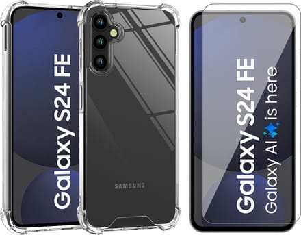 Hoesje geschikt voor Samsung Galaxy S24 FE - Screenprotector Glas - Shockproof Transparant