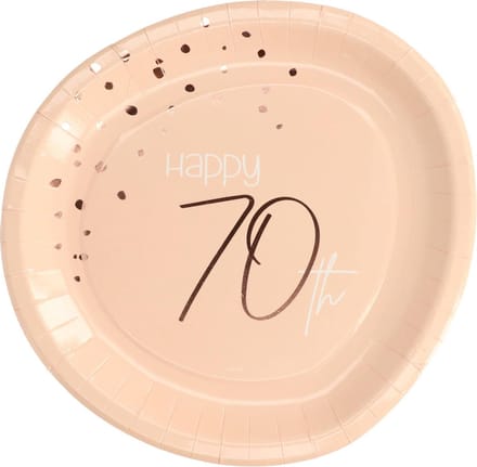 Folat - Borden Elegant Lush Blush 70 Jaar 23 cm - 8 stuks