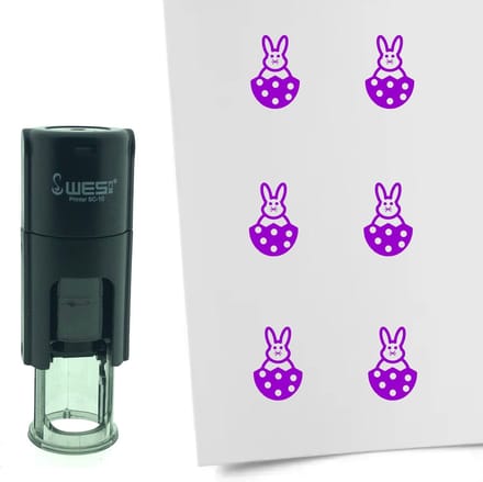 CombiCraft Stempel Paashaas in ei 10mm rond - paarse inkt