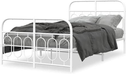 Stalen bedframe - Metaal bed - Slaapkamer inrichting - Met opbergruimte - 120 x 190 cm - Wit