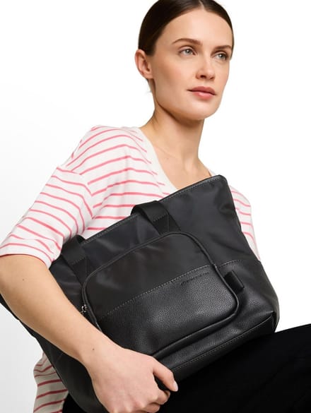 Tom Tailor - TTVIENE L shopper met mix van materialen - Maat ONESIZE - schwarz / black