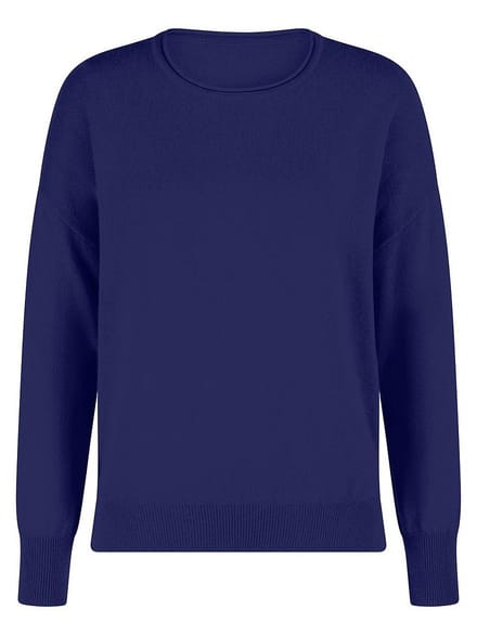 Trui ronde hals kasjmier Van Peter Hahn blauw