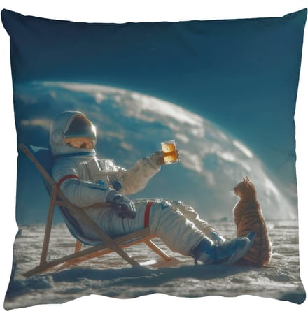Sierkussens - Kussentjes Woonkamer - 60x60 cm - Astronaut - Kat - Glas - Stoel