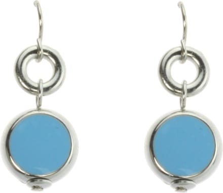 Behave - Oorhangers dames zilverkleur blauw - Rond design - Fris accent