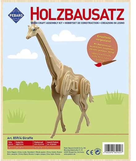Pebaro houten bouwset giraf - educatief speelgoed bouwpakket.