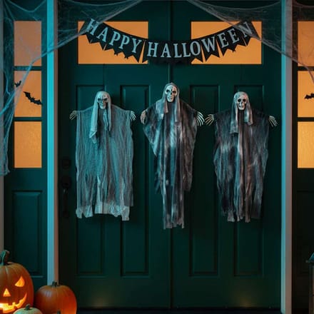 vidaXL - Halloween - Hangende - Geest - 3 - st - Zwart - 66 - x - 110 - cm - Polyester