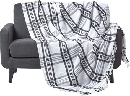 Homescapes Zwart/Wit Tartan Plaid 150 x 200 cm