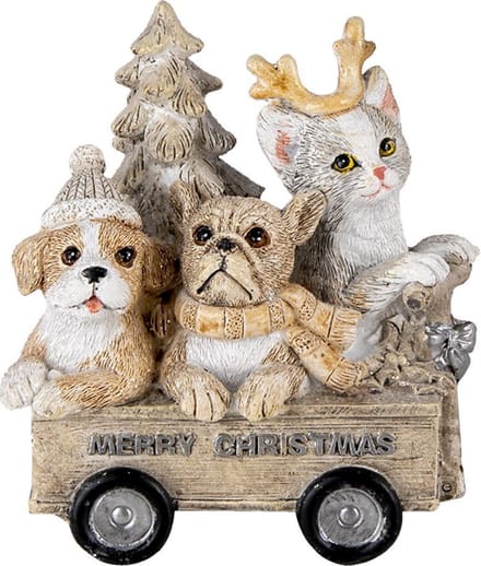 Clayre & Eef Beeld Dieren 9x7x11 cm Grijs Beige Polyresin Dieren