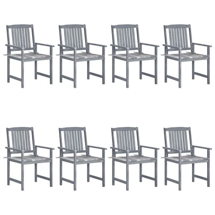 vidaXL - Tuinstoelen - 8 - st - met - kussens - massief - acaciahout - grijs