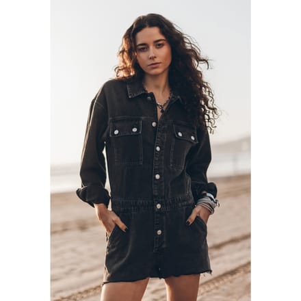 Mikuta The Black Short Denim Jumpsuit Größe: M | Jumpsuits Outlet | Damen | Schwarz