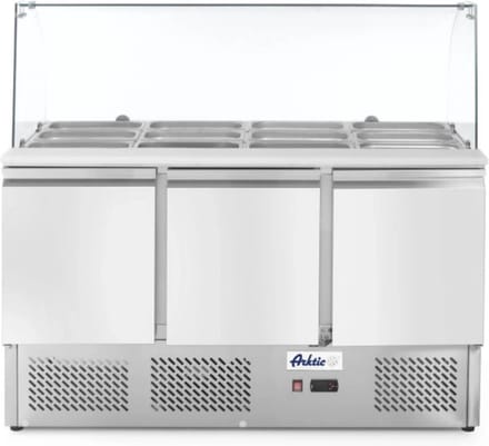 Arktic - Saladette - 3 deuren - Met glazen vitrine - 380L - 230V