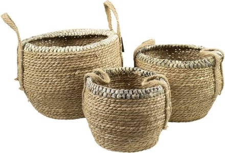 manden naturel gevlochten rand (set van 3)*