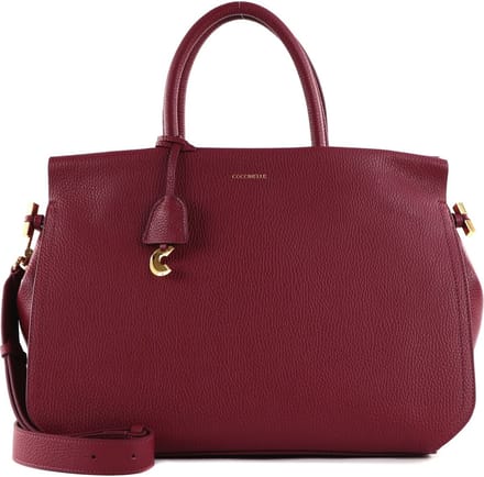 COCCINELLE Leren Shopper Blue Soft Handbag Grained Leather Garnet Red (rood)paars