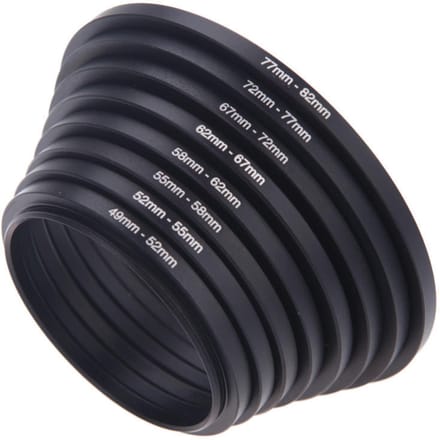 8 stks Filter Step Up Ringen Adapter 49-52-55-58-62-67-72-77-82mm 49mm-82mm black