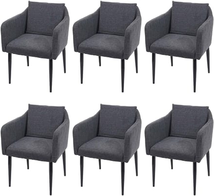Set van 6 eetkamerstoel MCW-H93, keukenstoel fauteuil stoel ~ stof/textiel donkergrijs