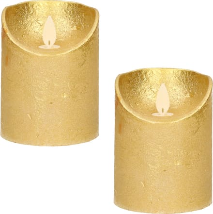 Anna's Collection Stompkaars - 2x - LED - goud - H10 cm - bewegende vlam - kaars