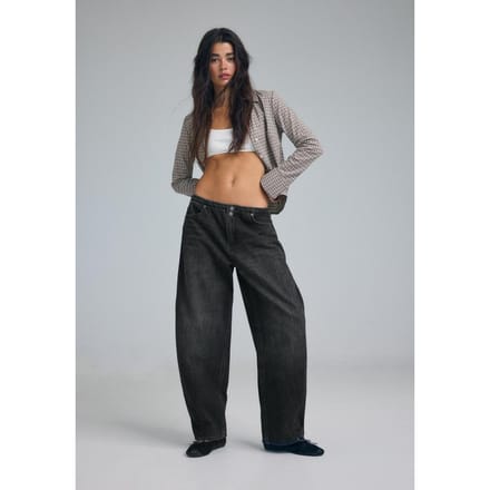 Stradivarius Barrel jeans met verstelbaar detail  ZWARTE DENIM WASSING 32