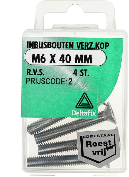 Deltafix - Inb.bout verz.kop m6x40mm rvs 4st