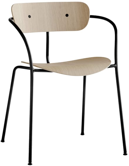 &Tradition - Pavillon AV2 Stoel - black - eiken gelakt - beige