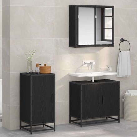 vidaXL - Dressoir - Zwart - Eiken - 35,5 - x - 35 - x - 76 - cm