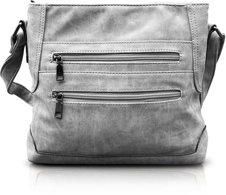 THL Design - Dames schoudertas - Plat Model - Tussenmaat - Veel Vakken - Grijs