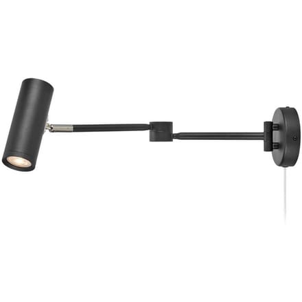 Markslöjd LED wandlamp Arlo, zwart, stekker, lengte 55 cm, dimbaar