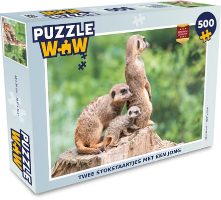 Puzzel Stokstaartjes - Boomstronk - Jong - Legpuzzel - Puzzel 500 stukjes