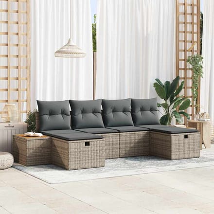 vidaXL - Tuinbank - Set - 6 - st - Grijs - poly - rattan