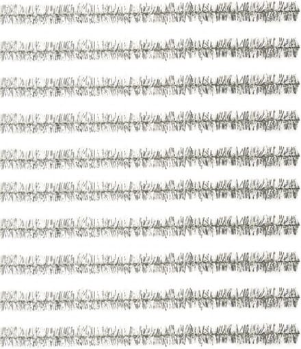 Rayher Chenille draad - zilver met glitters - 40x stuks - 50 cm - Hobby pijpenragers
