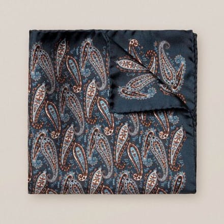 Eton Pochet Multi Paisley Pattern Navy / male