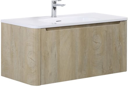 Badplaats Badkamermeubel Set Tundra 100 x 48 cm – Licht Eiken – Badmeubel met Wastafel