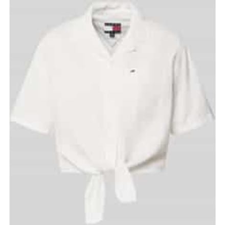 regular fit linnen blouse van mix van linnen met strikdetail
