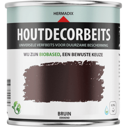 Hermadix Houtdecor Verfbeits dekkend  - 0,75 liter - 610 Bruin