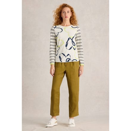 White Stuff Clara Ls Tee Natural Print Taglia: 10 | Maglie a manica lunga Outlet | Donna