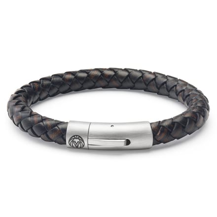Collins | 8 mm Bruine Geweven Leren Armband