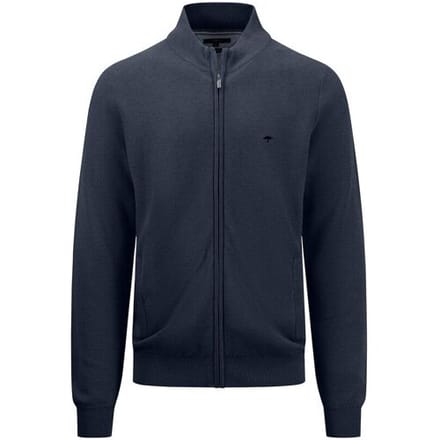 Fynch-Hatton Vest Cardigan Zip Fine Structure Cotton Navy / male